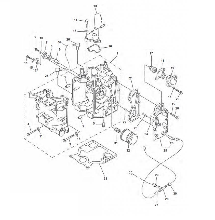 8 t/m 15 pk (232cc) Blok Onderdelen Mercury (1998-2007)